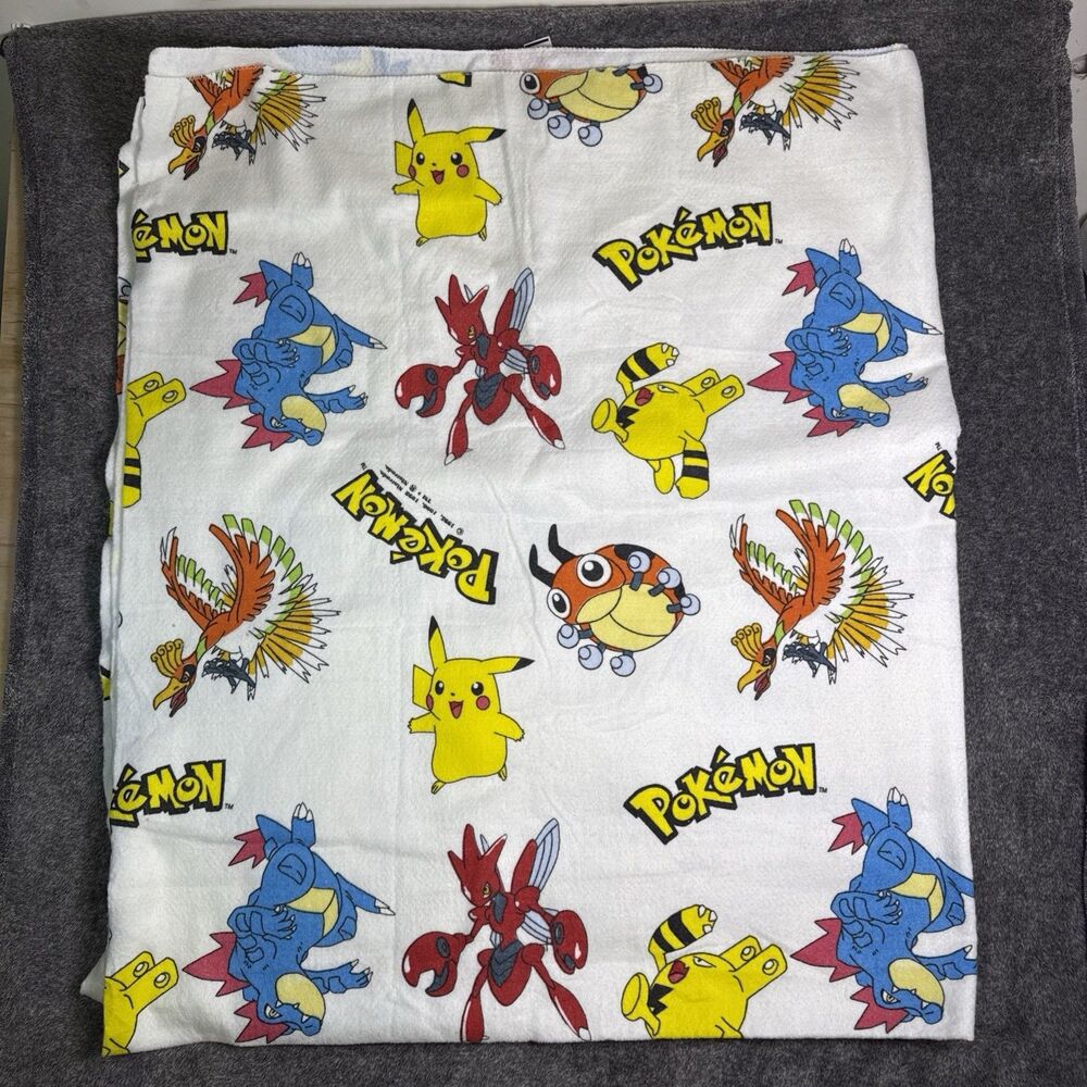 Vintage 1990s Pokemon Full Size Blanket 74x88 Polyester